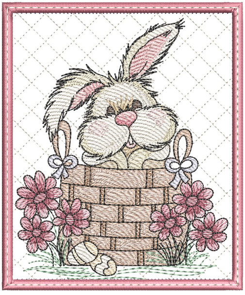 Bunny in Basket Coaster/Trivet - Embroidery Designs
