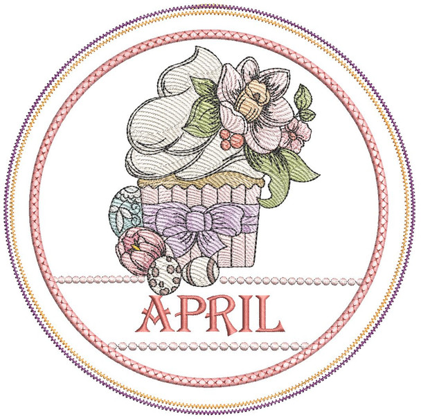 April Cupcake Hot Pad - Embroidery Designs