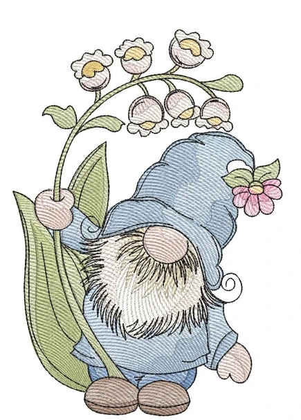 Lily of the Valley Gnome - Machine Embroidery Designs