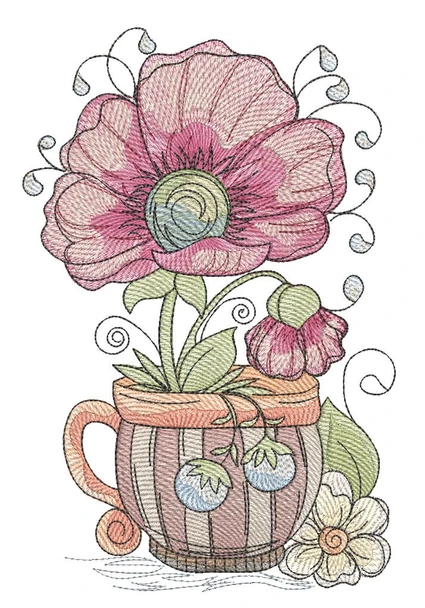 Poppies Cup - Embroidery Designs