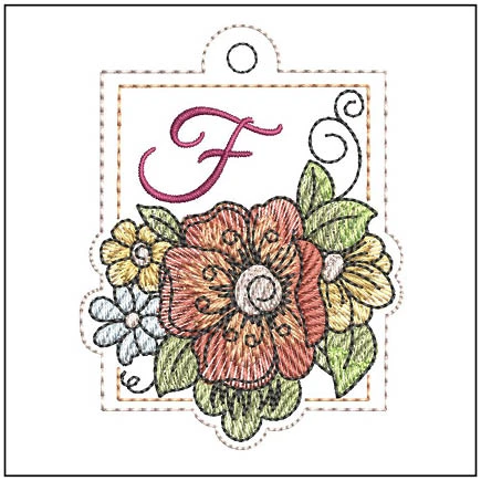 Floral ABCs Charm - F - Embroidery Designs