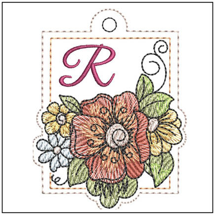 Floral ABCs Charm R - Embroidery Designs