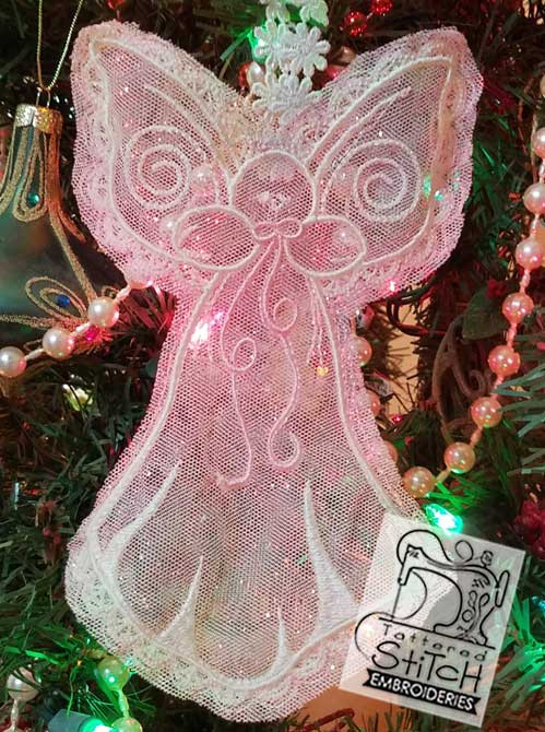 Organza Angel Tree Topper Machine Embroidery Designs