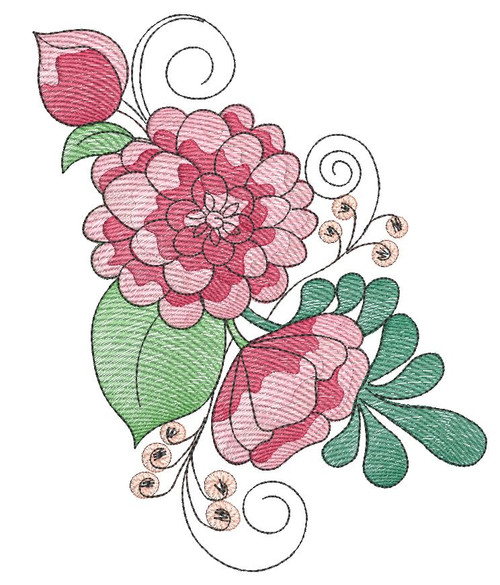 Peony Cluster (Flowers Only - NO BG) - Embroidery Designs