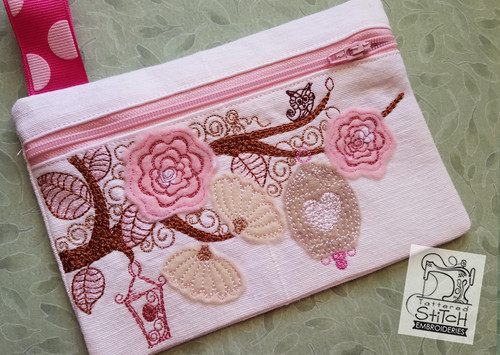 Floral Birdcage Zip Bag - Embroidery Designs