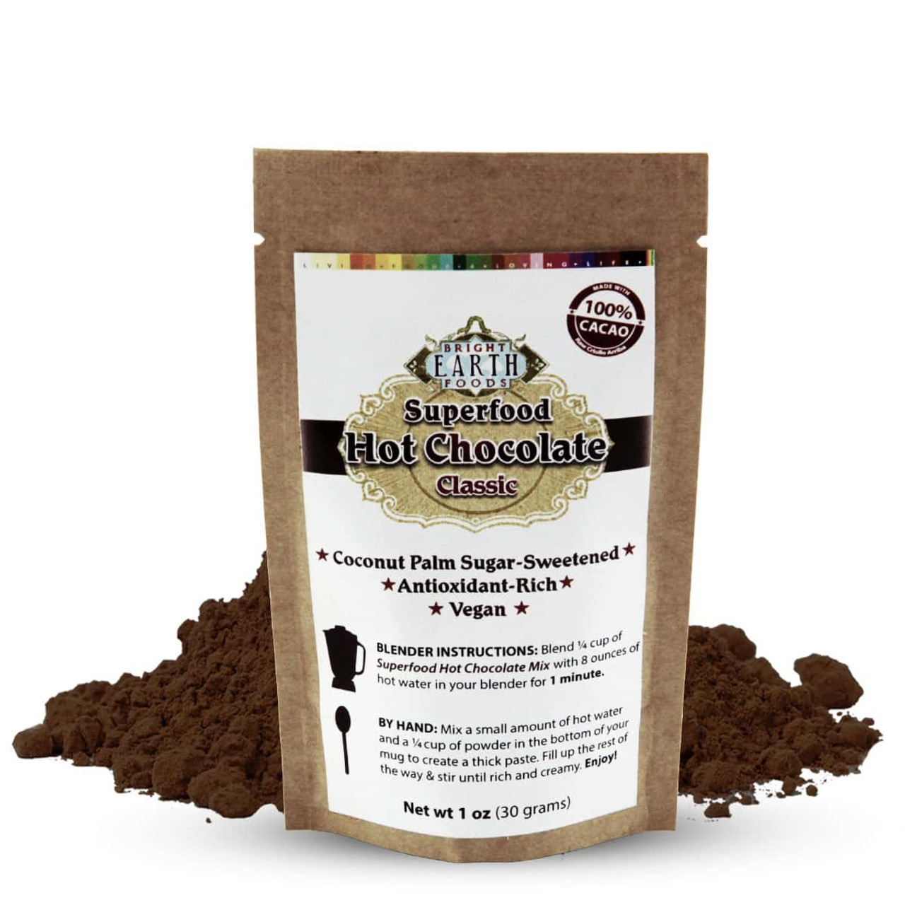 Raw Hot Chocolate Low Glycemic Vegan Bright Earth Foods