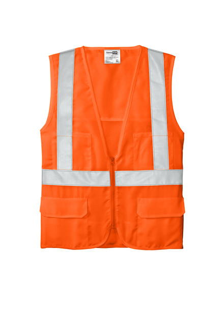 CornerStone ANSI 107 Class 2 mesh back safety vest blank high visibility work vest front view
