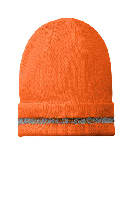 High visibility work beanie with reflective yarn for outdoor jobs