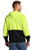 CornerStone® Enhanced Visibility Fleece Pullover Hoodie – high-visibility moisture-wicking work hoodie with black bottom, three-panel hood, and front pouch pocket.