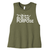 Bella+Canvas BC6682 heathered olive green racerback tank top with "Vision Builds Purpose" in white, soft and stylish for entrepreneurs and go-getters.