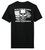 Black T-shirt with a skull and beard graphic over a distressed American flag and the words “America’s Backbone” on the back; American flag chest print on the front.