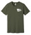 Army green T-shirt with a skull and beard graphic over a distressed American flag and the words “America’s Backbone” on the back, with an American flag chest print on the front.