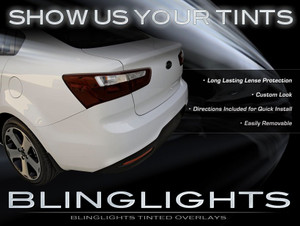 Kia Rio Sedan Tinted Tail Light Overlay Smoked Light Kit Film Protection Kia Rio Sedan Tinted Tail Light Overlay Smoked Light Kit Film Protection