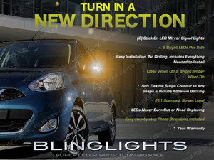Nissan Micra LED Mirror Turn Signal Light Kit Set Signalers Pair