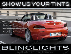 BMW Z4 e85 e86 e89 Tinted Tail Lamp Light Overlays Kit Smoked Protection Film BMW Z4 e85 e86 e89 Tinted Tail Lamp Light Overlays Kit Smoked Protection Film