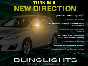 Toyota Matrix LED Side View Mirrors Turnsignals Lights Accents Mirror Turn Signals Lamps Signalers Toyota Matrix LED Side View Mirrors Turnsignals Lights Accents Mirror Turn Signals Lamps Signalers