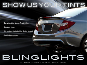 2012+ Honda Civic Si Smoked Tail Light Covers Lamp FB Tint Overlays