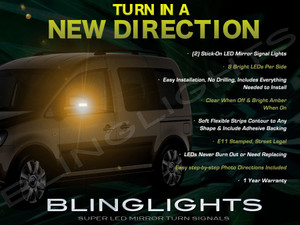 Volkswagen VW Caddy LED Side View Mirrors Turnsignals Lights Mirror Turn Signals Lamps Signalers Volkswagen VW Caddy LED Side View Mirrors Turnsignals Lights Mirror Turn Signals Lamps Signalers