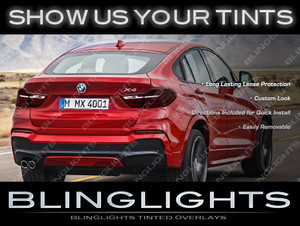 BMW X4 Smoked Taillights Overlay Covers Murdered Out Taillamps Film Kit BMW X4 Smoked Taillights Overlay Covers Murdered Out Taillamps Film Kit