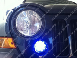 2005 2006 2007 Jeep Liberty KJ LED Grille Corner Driving Lights Parking Lamps Blue Fog Kit 2005 2006 2007 Jeep Liberty KJ LED Grille Corner Driving Lights Parking Lamps Blue Fog Kit