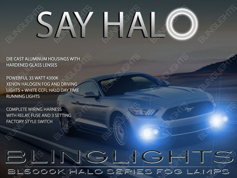 Blue Halo Angel Eye LED Fog Lamps Lights for 2015 2016 2017 Ford Mustang