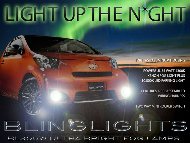 Super White Fog Lights Driving Lamps for 2013 2014 2015 Scion iQ