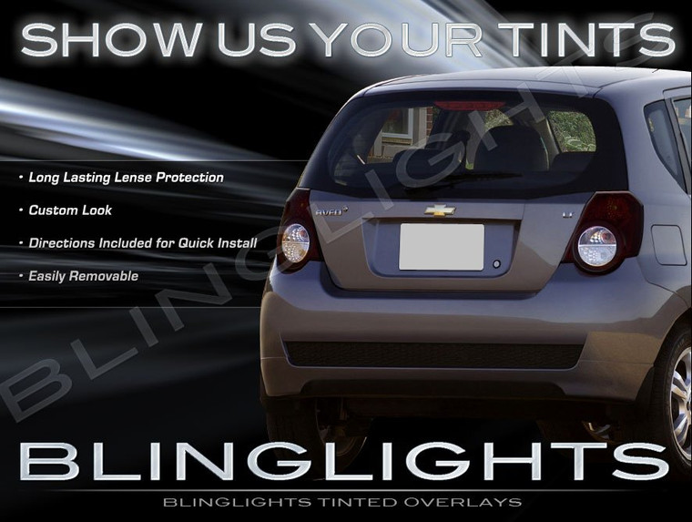 Chevrolet Chevy Kalos Tinted Smoked Protection Overlays for Taillamps Taillights Tail Lamps Lights