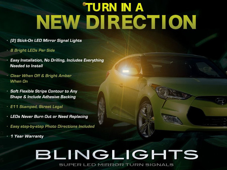 Hyundai Veloster LED Side View Mirror Turnsignals Lights Turn Signals Lamps Mirrors Light Signalers