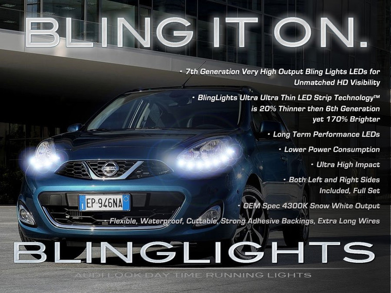 Nissan Micra LED DRL Head Light Strips Day Time Running Lamps Kit K11 K12 K13