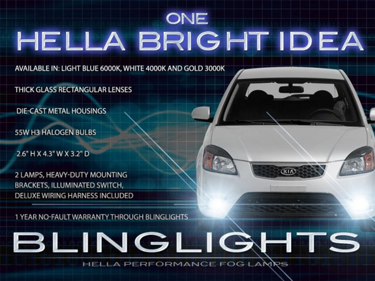 2010 2011 Kia Rio & Rio5 Xenon Fog Lamps Driving Lights Foglamps Foglights Drivinglights Kit