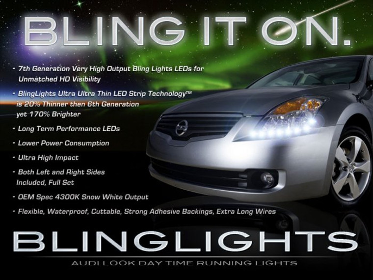 2007 2008 2009 Nissan Altima LED DRL Light Strips for Headlamps Headlights Head Lamps Strip Lights