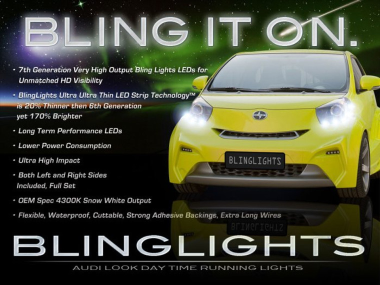 2009-2012 Toyota Scion iQ LED DRL Light Strips Headlamps Headlights Day Time Running Lamps Lights