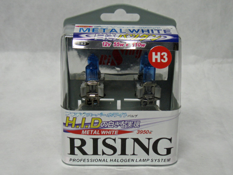 H3 Rising Super White 3950K 55W Replacement Light Bulb Set of 2 from Japan