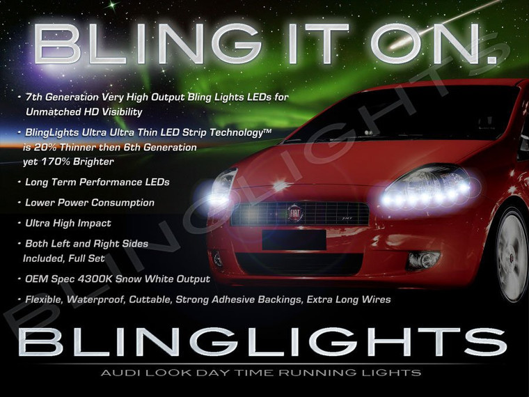 Fiat Grande Punto LED DRL Light Strips Headlamps Headlights Head Lamps Day Time Running Lights