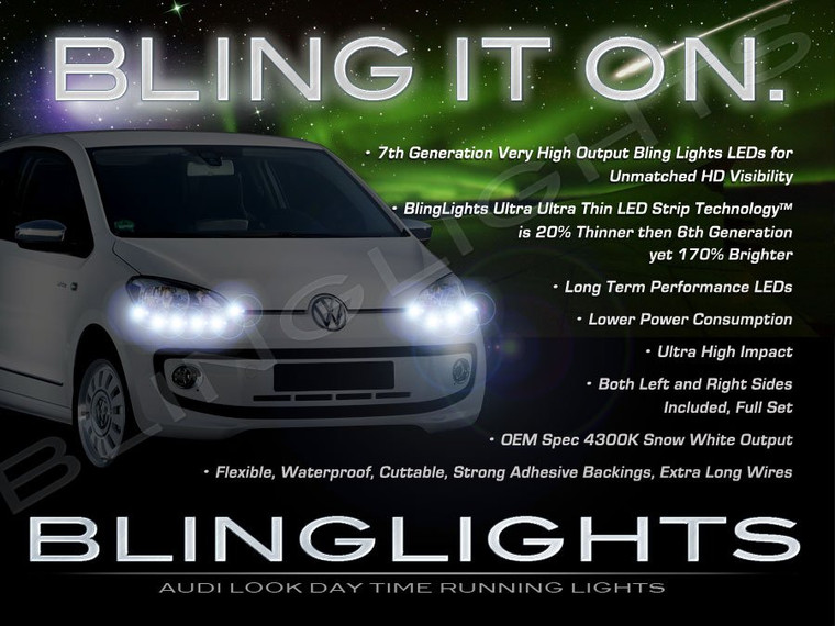 Volkswagen VW UP! LED DRL Light Strips Headlamps Headlights Head Lamps Day Time Running Strip Lights