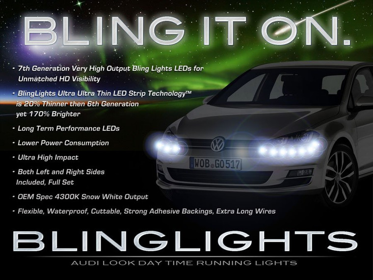 VW Golf LED DRL Head Lamps Strip Lights Day Time Running Kit Volkswagen Mk6 Mk7