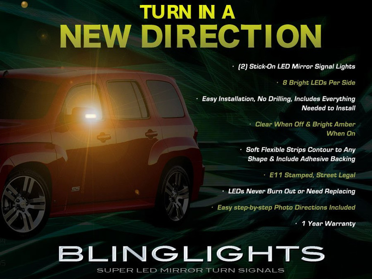 Chevy HHR Side View Mirror Turnsignals LED Turn Signals Lights Signalers Mirrors Lamps Chevrolet Chevy HHR Side View Mirror Turnsignals LED Turn Signals Lights Signalers Mirrors Lamps Chevrolet