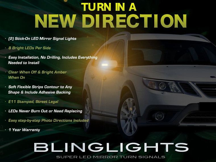 Saab 9-3 9-3X Turbo X 93 Side Mirror LED Turnsignals Turn Signals Signalers Mirrors Lights Lamps