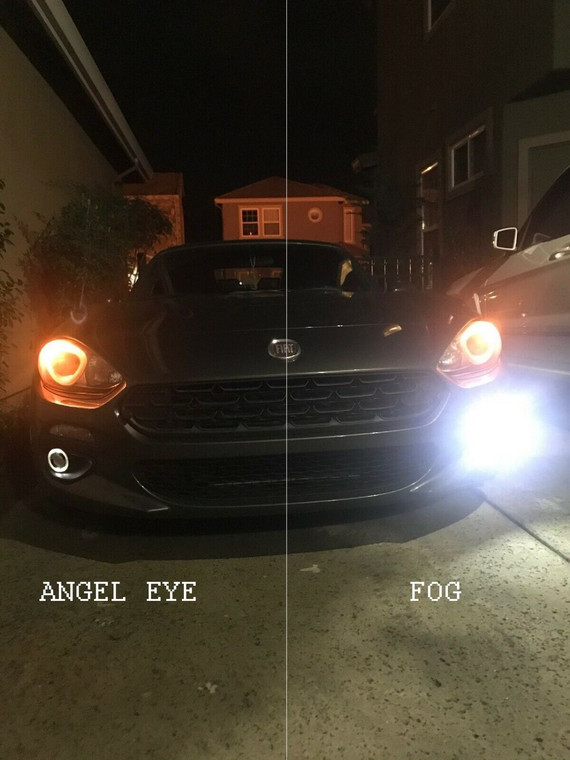 LED Angel Eye Halo Fog Lamps Lights Kit for 2017 2018 2019 2020 Fiat 124