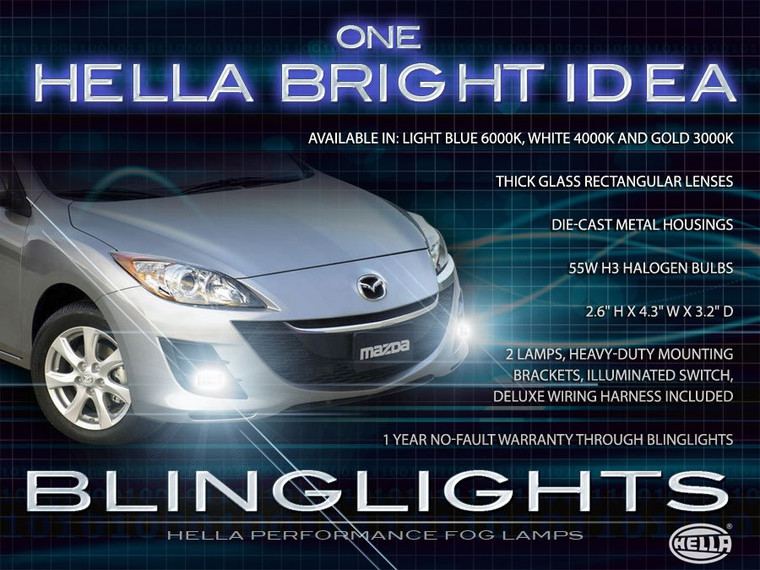 2010 2011 Mazda3 Xenon Fog Lamp Driving Light Kit Sedan Hatchback Foglamps Foglights Drivinglights