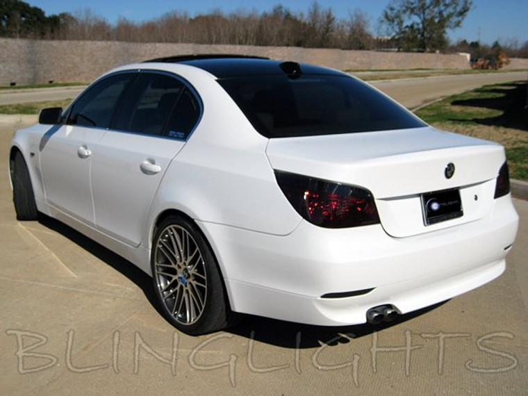 BMW 5-Series E60 E61 Tinted Tail Lamp Light Overlays Kit Smoked Protection Film