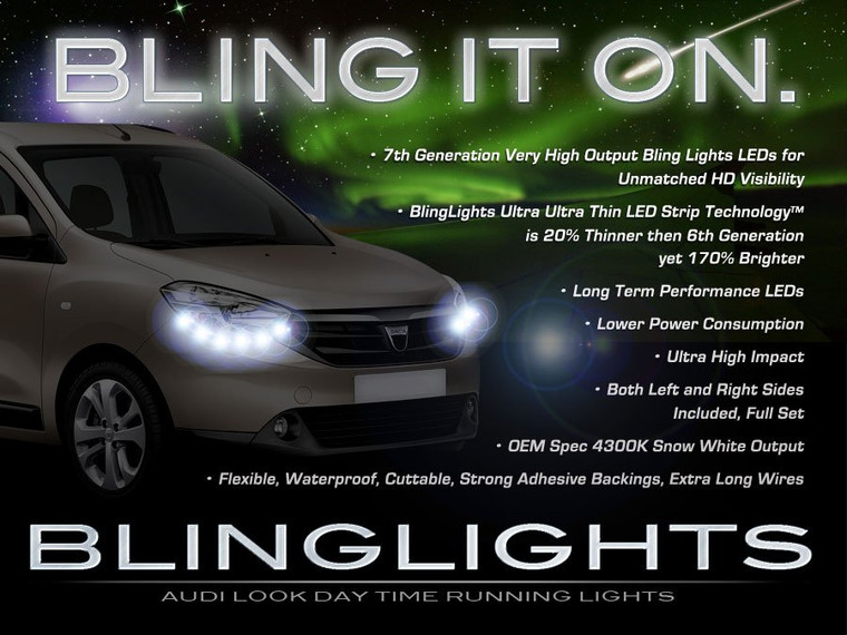 Dacia Lodgy DRL LED Head Lamp Light Strips Day Time Running Kit
