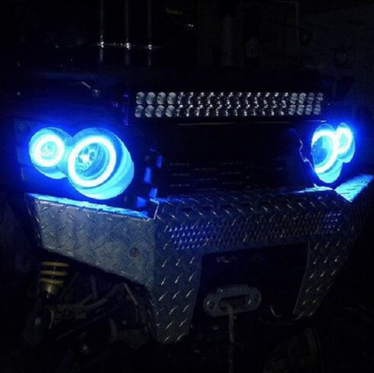 4x Blue LED Kawasaki Brute Force Addon Angel Eye Headlamp Headlight Halo Rings