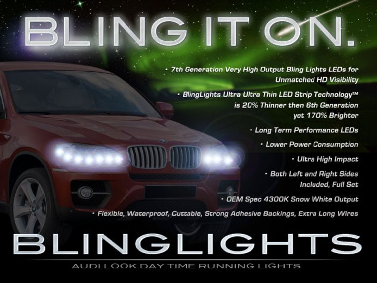 BMW X5 X6 E53 E70 LED DRL Strips Headlamps Headlights Head Lamps Day Time Running DRLs Lights