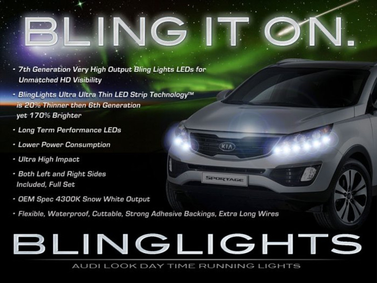 Kia Sportage LED DRL Light Strips for Headlamps Headlights Head Lamps Day Time Running Strip Lights