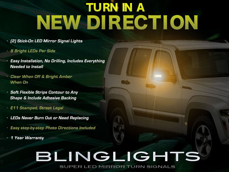 Jeep Liberty LED Side Mirror View Turnsignals Accent Lights Mirrors Turn Signalers Lamps Signals