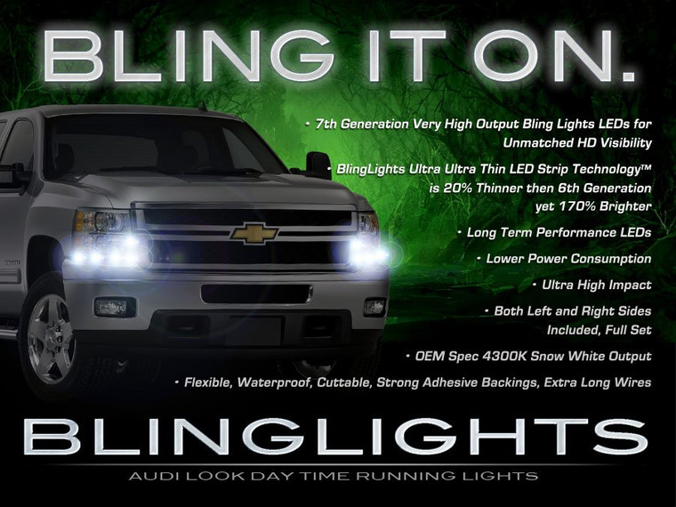 Chevy Silverado LED DRL Head Light Strips Day Time Running Lamp Kit
