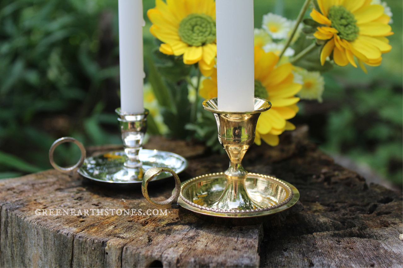 Brass Classic Chamberstick Candle Holder, Ritual Candle