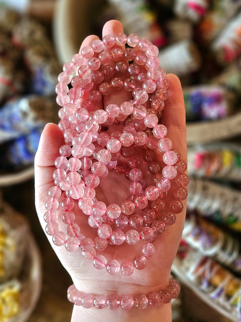 Strawberry Quartz 8mm Beaded Bracelet - Main Image