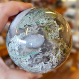 Moss Agate Sphere, 3lb 3oz, X-Large, MAS3